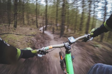 Mountain biking through groomed trails